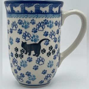 Polish Pottery “Kitty Paws” Bistro Mug – Handcrafted in Bolesławiec, Poland
